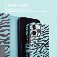 imoshion Design Klapphülle Apple iPhone 12 (Pro) - Black Blue Stripes