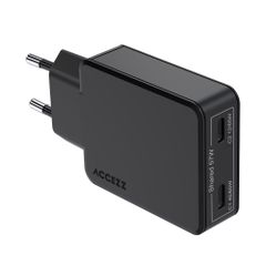 Accezz Ultra Slim GaN Ladegerät - 2x USB-C - 65 W - Schwarz