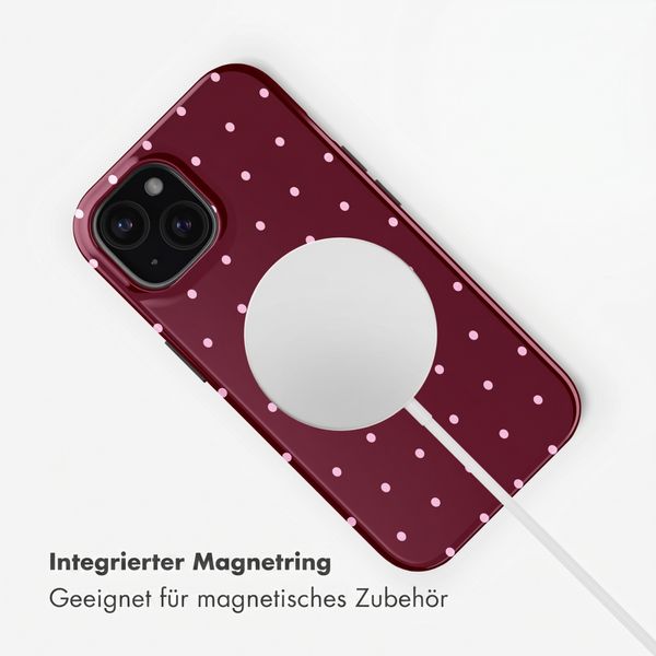 Selencia Vivid Rückabdeckung mit MagSafe Apple iPhone 15 - Happy Dots Burgundy