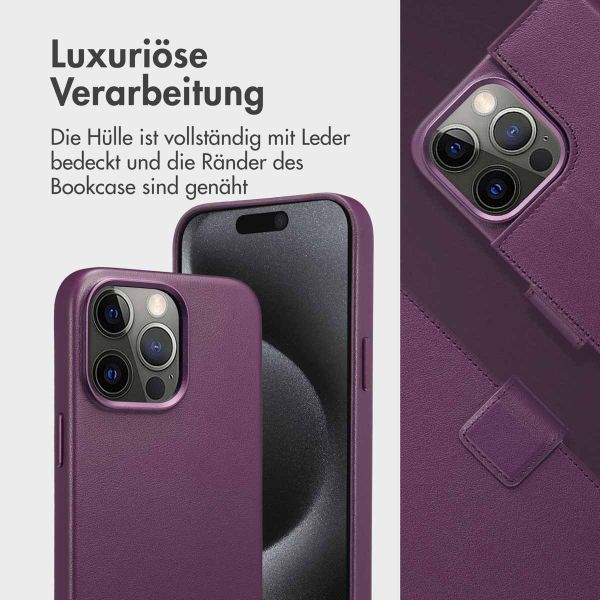 Accezz 2-in-1 Klapphülle aus Leder mit MagSafe für das Apple iPhone 15 Pro Max - Heath Purple