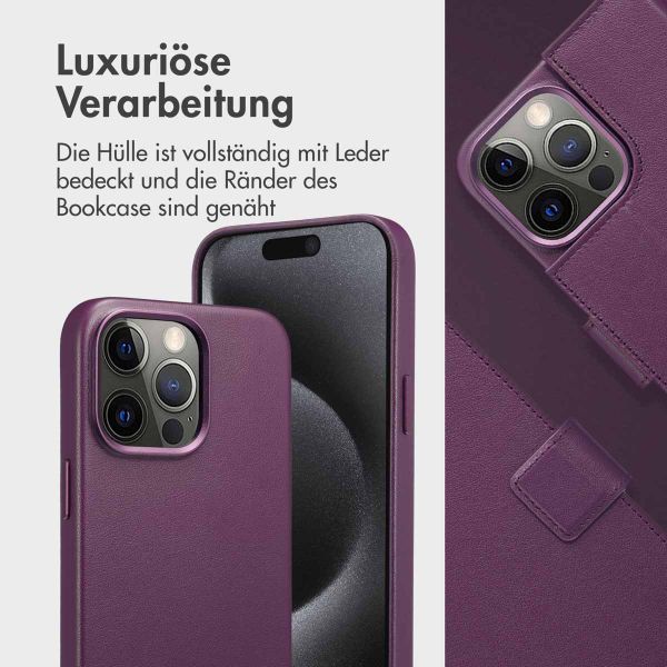 Accezz 2-in-1 Klapphülle aus Leder mit MagSafe für das iPhone 15 Pro Max - Heath Purple