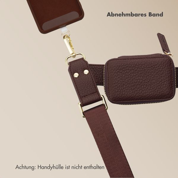 Selencia Handykette mit kleiner Tasche - Mocha Brown