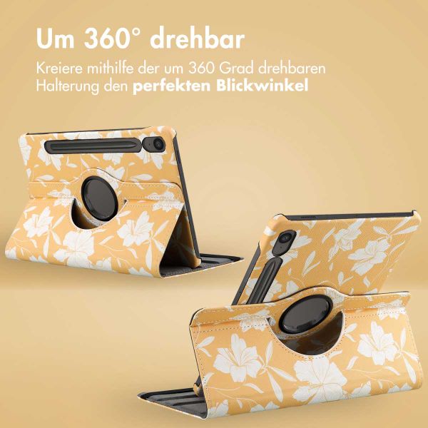 imoshion 360° drehbare Design Klapphülle für das Samsung Galaxy Tab S9 FE - Yellow Flowers