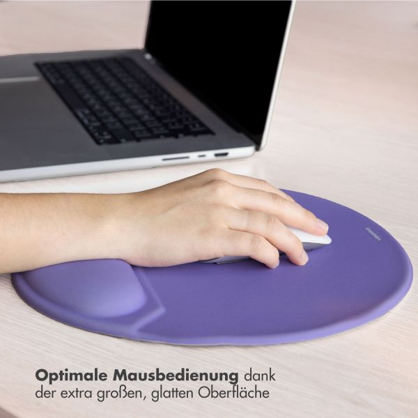 imoshion Ergonomisches Mauspad - Mauspad mit Handgelenkstütze - 30 x 25 cm - Lila