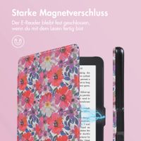 imoshion Design Slim Hard Case Klapphülle Kobo Clara 2E / Tolino Shine 4 - Flower Watercolor