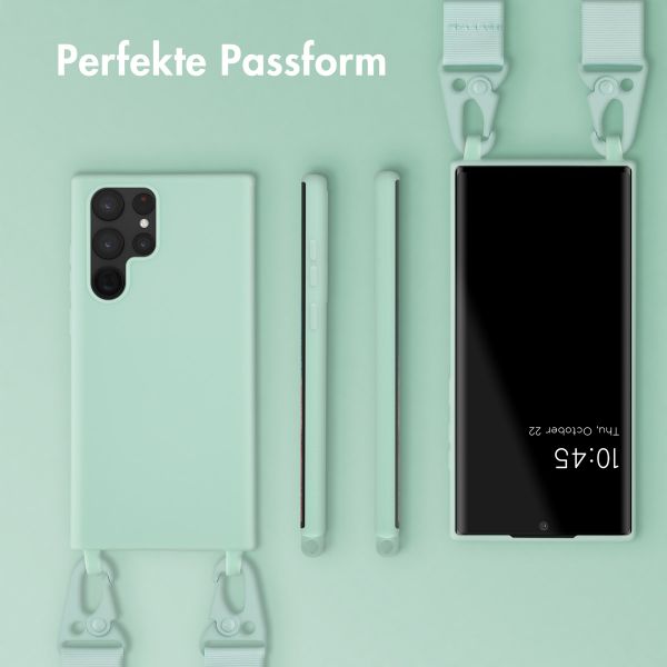 Selencia SilikonHülle mit abnehmbarem Band Samsung Galaxy S22 Ultra - Türkis
