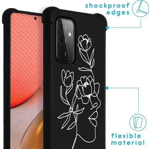 imoshion Design Hülle mit Band für Samsung Galaxy A72 - Woman Flower Black