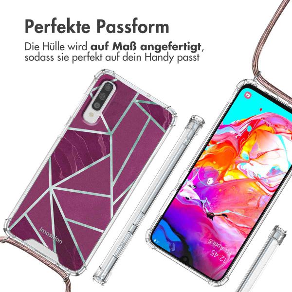 imoshion Design Hülle mit Band Samsung Galaxy A70 - Bordeaux Graphic