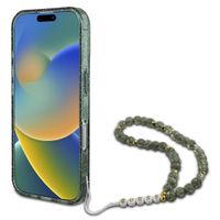 Guess MagSafe IML Glitter Case mit Beads Strap für das iPhone 16 - Green