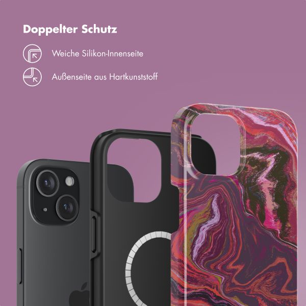 Selencia Vivid Tough Back Cover MagSafe für das iPhone 15 - Marble Purple