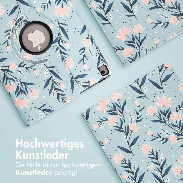 imoshion 360° drehbare Design Klapphülle Apple iPad 9 (2021) 10.2 Zoll / iPad 8 (2020) 10.2 Zoll / iPad 7 (2019) 10.2 Zoll - Flowers