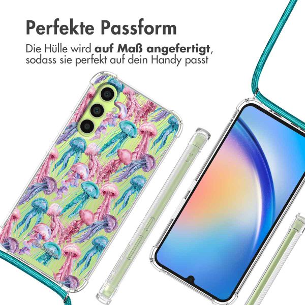 imoshion Design Hülle mit Band Samsung Galaxy A34 (5G) - Jellyfish Watercolor