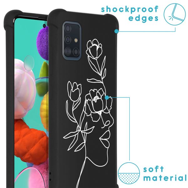 imoshion Design Hülle mit Band für das Samsung Galaxy A51 - Woman Flower Black