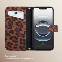 Selencia Sabi Klapphülle mit Leopardenmuster Apple iPhone 16e - Mocha Brown