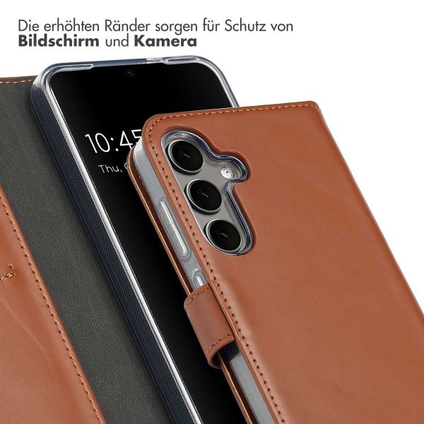 Selencia Echtleder Klapphülle Samsung Galaxy S25 - Hellbraun