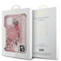 Guess MagSafe IML Flowers Case mit Beads Strap für das iPhone 15 - Pink