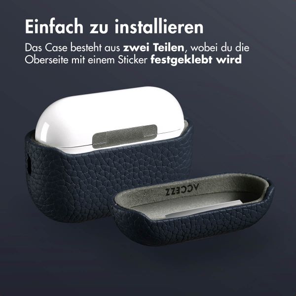 Accezz Echtes Leder Case Apple AirPods Pro 2 - Dunkelblau