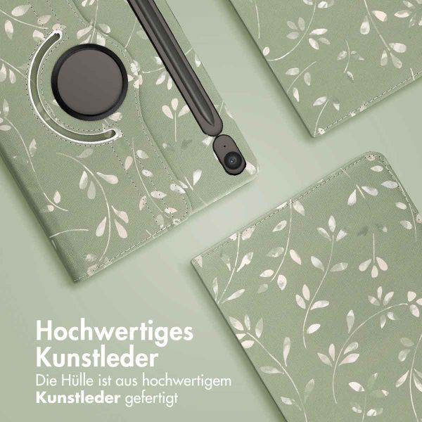 imoshion 360° drehbare Design Klapphülle Samsung Galaxy Tab S10 Lite / S10 FE / S9 FE - Green Flowers
