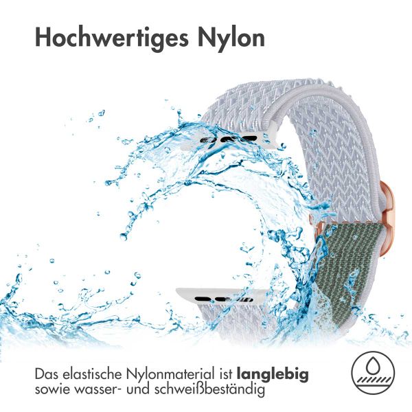 imoshion Elastisches Nylonarmband für das  Apple Watch Series 1 t/m 11 / SE / Ultra (44/45/46/49 mm) - Hellgrau
