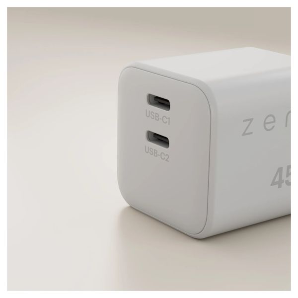Zens Kompaktes Ladegerät 2x USB-C 45W - Netzteil - Weiß