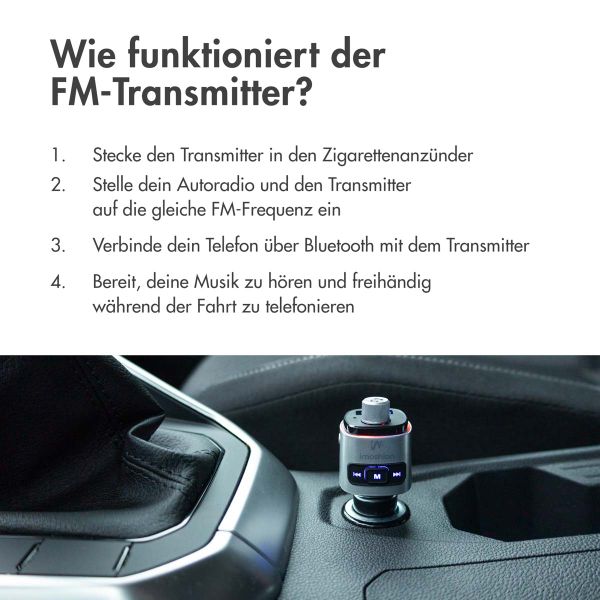 imoshion Bluetooth FM-Transmitter Auto - mit Power-Delivery-USB-C-Ladeport - Schwarz / Silber