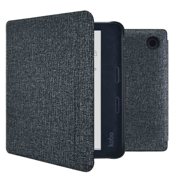 imoshion Canvas Sleepcover Klapphülle mit stand für das voor de Kobo Libra Colour - Glitter Schwarz