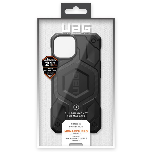 UAG Monarch Backcover MagSafe für das iPhone 14 - Carbon Fiber