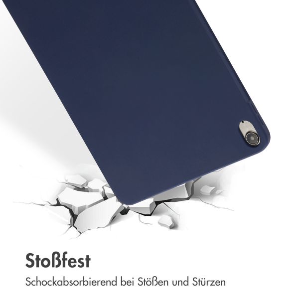 Accezz Liquid Silicone Back Cover mit Stifthalter für das iPad Air 11 Zoll (2025) M3 / (2024) M2 / Air 5 (2022) / Air 4 (2020) - Dunkelblau