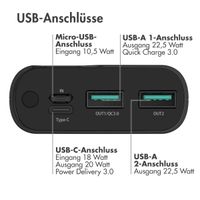 imoshion Powerbank 20.000 mAh + Accezz Ultra Slim GaN Ladegerät + Accezz USB-C- auf USB-C-Kabel - 1 Meter - Schwarz
