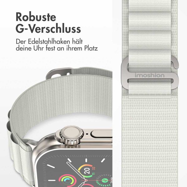 imoshion Nylon Alpine Armband für das  Apple Watch Series 1 t/m 11 / SE / Ultra (44/45/46/49 mm) - Weiß
