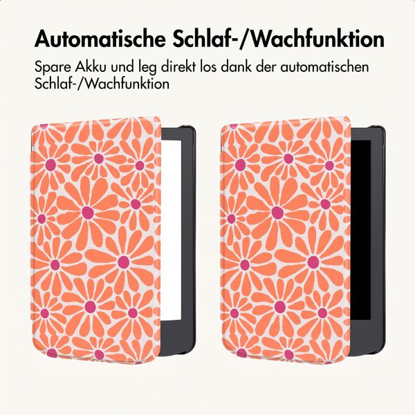 imoshion Design Slim Hard Case Klapphülle Pocketbook Verse / Verse Lite / Verse Pro / Vivlio Light / Light HD - Orange Flowers Connect