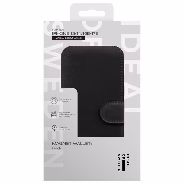iDeal of Sweden Magnet Wallet+ Klapphülle Apple iPhone 17e / 16e / 15 / 14 / 13 - Black