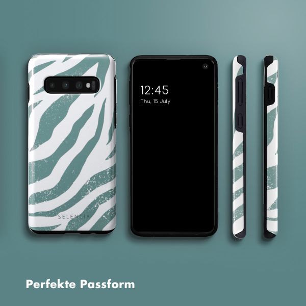 Selencia Vivid Back Cover Samsung Galaxy S10 - Colorful Zebra Pine Blue