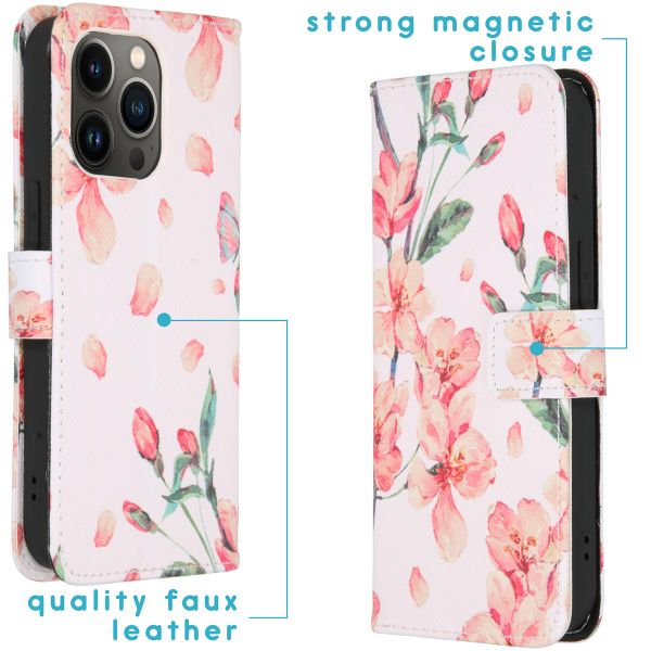 imoshion Design TPU Klapphülle Apple iPhone 13 Pro - Blossom Watercolor White