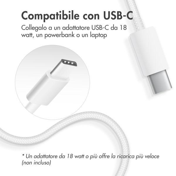 Accezz Wireless Charger USB-C - Drahtloses MagSafe und Qi2-Ladegerät - 1 Meter - Weiß