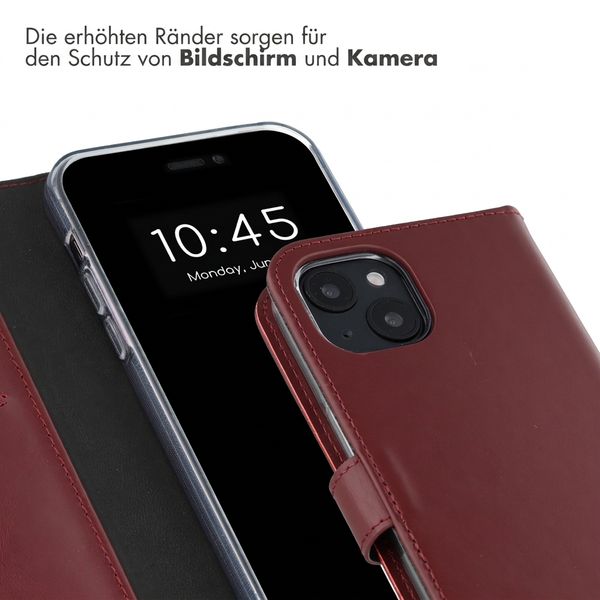 Selencia Echtleder Klapphülle Apple iPhone 15 - Burgundy