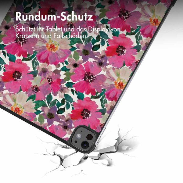 imoshion Design Trifold Klapphülle für das iPad Pro 13 (2024) M4 - Floral Watercolor