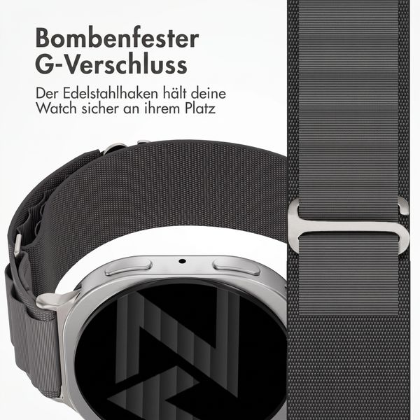 Accezz Nylon Alpine Armband für Samsung Galaxy Watch 9 (40/44mm) / Watch 8 (40/44mm) / Classic (46mm) - Dark Grey