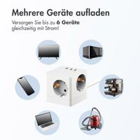 Accezz PowerCube Strip | 6-in-1 - 1x USB-C + 2x USB-A + 3x Steckdose - 4000 Watt - Weiß