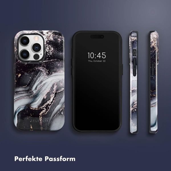 Selencia Vivid Tough Back Cover für das iPhone 14 Pro - Chic Marble Black