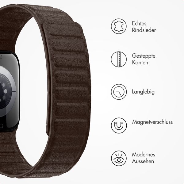 Accezz Magnetisches Echtlederarmband für Apple Watch | 38/40/41/42 mm - Chocolate Brown