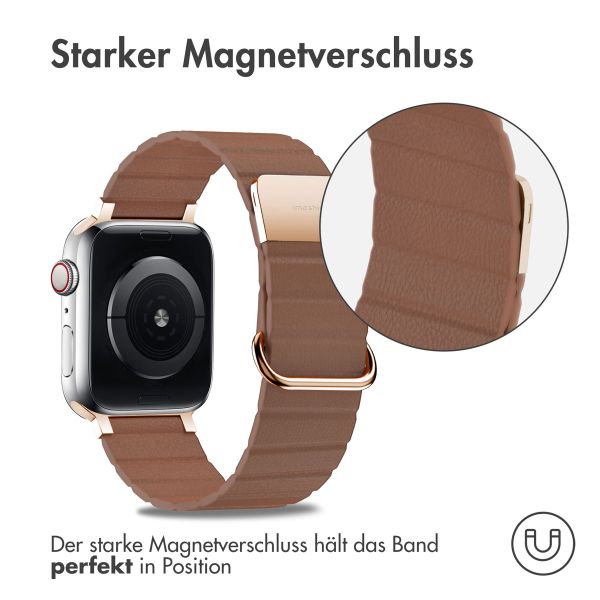 imoshion Magnetlederarmband für Apple Watch Series 1 t/m 9 / SE (38/40/41 mm) | Series 10 / 11 (42 mm) - Braun