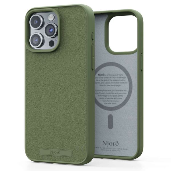 Njorð Collections Wildleder Comfort+ Case MagSafe für das iPhone 15 Pro Max - Olive