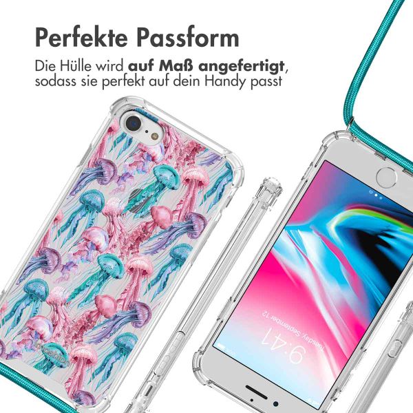 imoshion Design Hülle mit Band Apple iPhone SE (2022 / 2020) / 8 / 7 - Jellyfish Watercolor