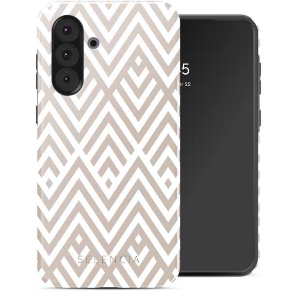 Selencia Vivid Tough Back Cover für das Samsung Galaxy A36 / A56 - Beige Zigzag