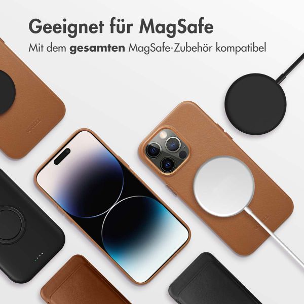 Accezz MagSafe Leather Backcover für das iPhone 14 Pro Max - Sienna Brown