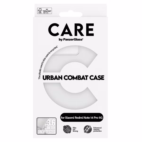 CARE by PanzerGlass Urban Combat Case MagSafe für das Xiaomi Redmi Note 14 Pro 4G / 5G / 14 Plus 5G  - Transparent