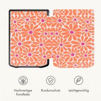 imoshion Design Slim Hard Case Klapphülle Pocketbook Verse / Verse Lite / Verse Pro / Vivlio Light / Light HD - Orange Flowers Connect