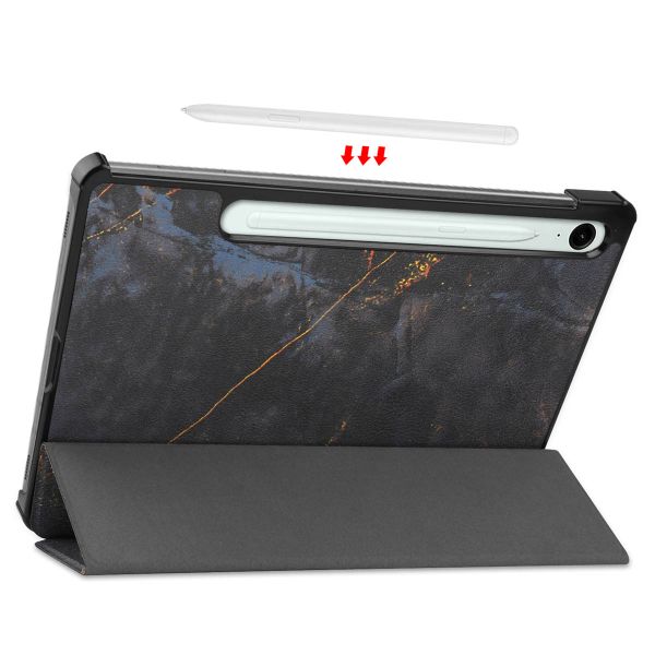 imoshion Design Trifold Klaphülle Samsung Galaxy Tab S9 11.0 Zoll / Tab S10 FE / S9 FE 10.9 Zoll - Black Marble