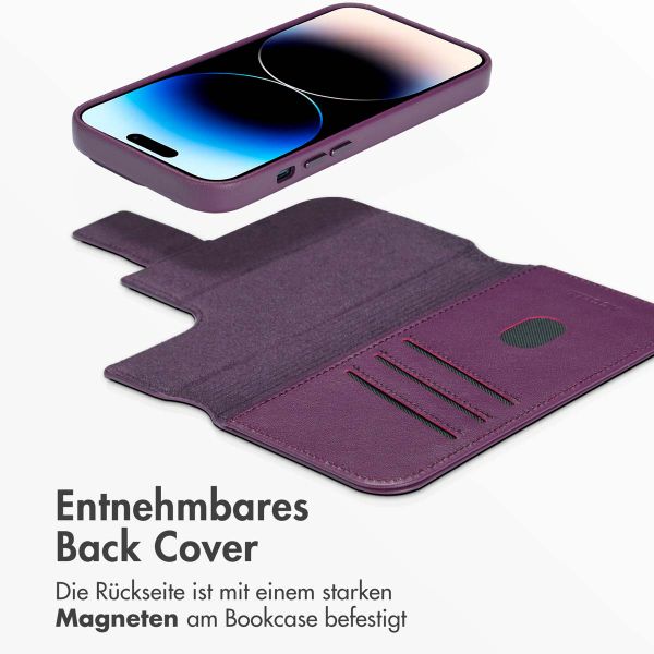 Accezz 2-in-1 Klapphülle aus Leder mit MagSafe für das Apple iPhone 14 Pro - Heath Purple